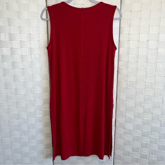 Lilla P Women’s High Neck Swing Dress Size Medium Side Slit Sleeveless Flowy - Picture 10 of 12